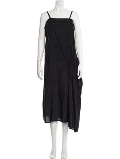 Pre-owned Alexander Mcqueen Square Neckline Midi Length Dress In Black