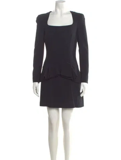 Pre-owned Alexander Mcqueen Square Neckline Mini Dress In Black