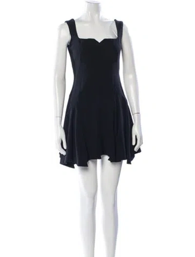 Pre-owned Alexander Mcqueen Square Neckline Mini Dress In Black