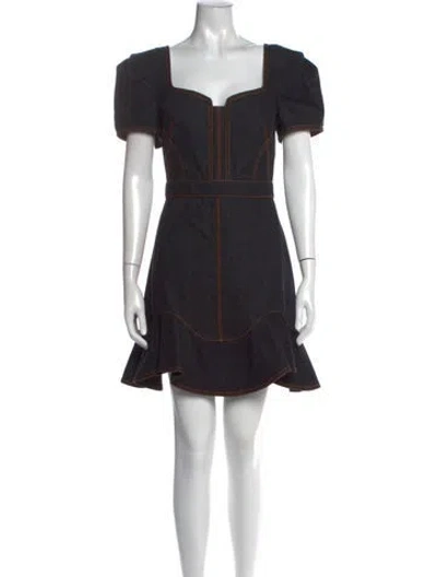 Pre-owned Alexander Mcqueen Square Neckline Mini Dress In Blue