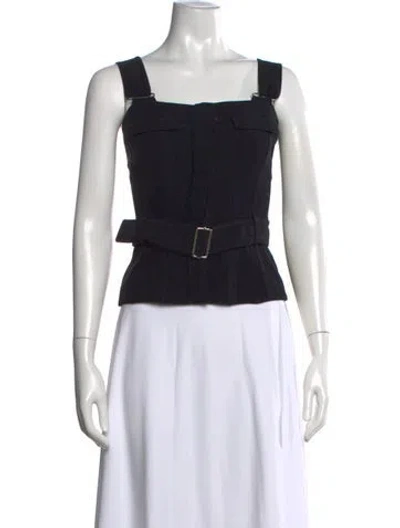 Pre-owned Alexander Mcqueen Square Neckline Sleeveless Top In Black