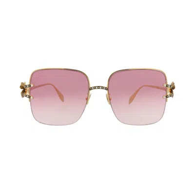 Pre-owned Alexander Mcqueen Square Sunglasses 'gold/red' | Women's Size Onesize