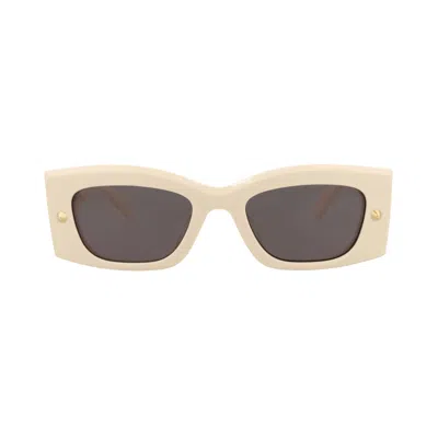 Pre-owned Alexander Mcqueen Square Sunglasses 'ivory/grey' | Cream | Men's Size Onesize In White