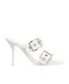 Alexander Mcqueen Square Toe Buckled Sandals In White