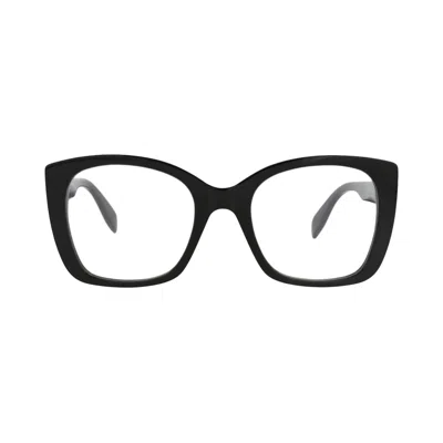 Pre-owned Alexander Mcqueen Square-frame Acetate Optical Frames 'black/transparent' | Women's Size Onesize