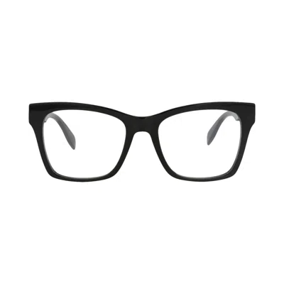 Pre-owned Alexander Mcqueen Square-frame Acetate Optical Frames 'black/transparent' | Women's Size Onesize
