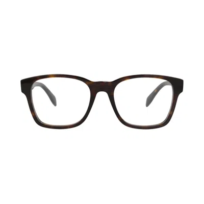 Pre-owned Alexander Mcqueen Square-frame Acetate Optical Frames 'havana/transparent' | Brown | Men's Size Ones