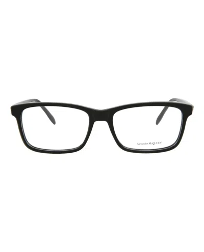 Pre-owned Alexander Mcqueen Squareframe Acetate Optical Frames In Black Black Transparent (am0162o/30006093/001)