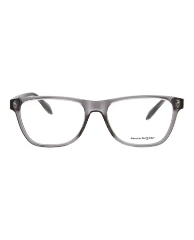 Pre-owned Alexander Mcqueen Squareframe Acetate Optical Frames In Grey Grey Transparent (am0248o/30008654/001)