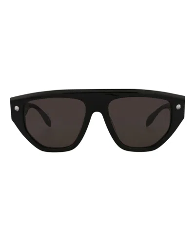 Pre-owned Alexander Mcqueen Squareframe Recycled Acetate Sunglasses In Black Black Grey (am0408s/30014339/001)