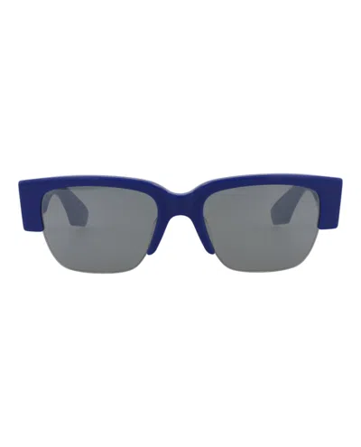 Pre-owned Alexander Mcqueen Squareframe Recycled Acetate Sunglasses In Blue Blue Silver (am0405s/30014336/003)