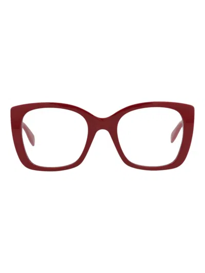 Alexander Mcqueen Square/rectangle Acetate Mini Eyeglasses For Women In Brown