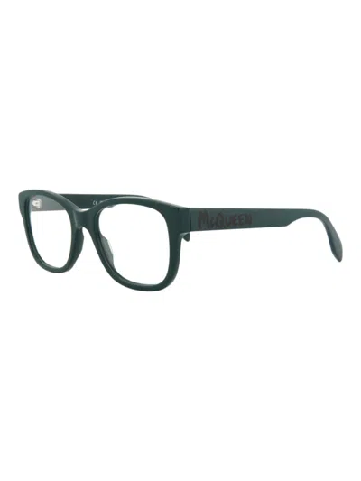 Alexander Mcqueen Square/rectangle Men's Optical Frames In Blue