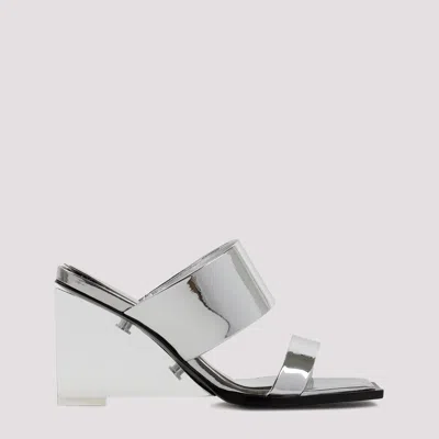 Alexander Mcqueen Square-toe Wedge-platform Sandals In Metallic