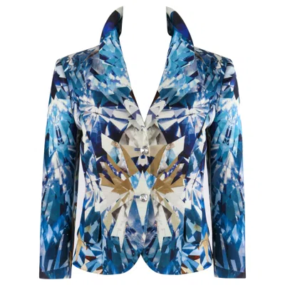 Pre-owned Alexander Mcqueen S/s '09 Natural Dis-tinction Blue Crystal Kaleidoscope Blazer
