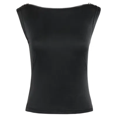 Pre-owned Alexander Mcqueen S/s 1997 “la Poupée” Black Zipper Neck Extended Shoulder Shirt