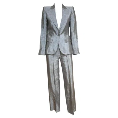Pre-owned Alexander Mcqueen S/s 1999 Iridescent Grey Wool/silk Suit In Gray