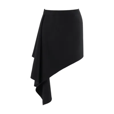 Pre-owned Alexander Mcqueen S/s 1999 "no. 13" Black Asymmetrical Draped Ruffle Mini Skirt