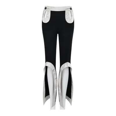 Pre-owned Alexander Mcqueen S/s 2000 "eye" Black Silver Cutout Peek-a-boo Flare Trousers