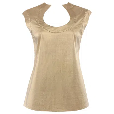 Pre-owned Alexander Mcqueen S/s 2000 "eye" Gold Metallic Lame Form Fit Cutout Blouse Top