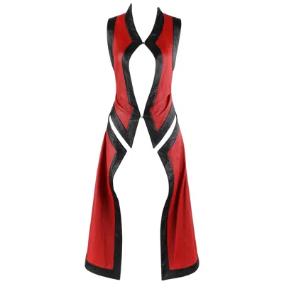 Pre-owned Alexander Mcqueen S/s 2000 “eye” Runway Red Black Leather Cut Out Vest Jacket
