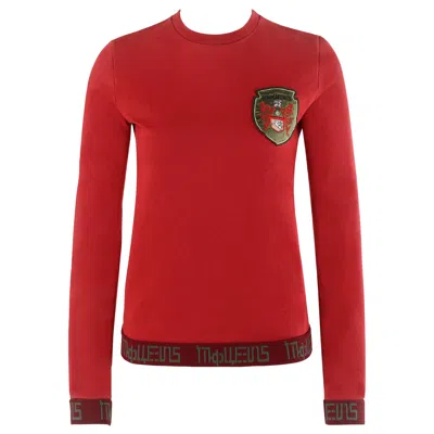 Pre-owned Alexander Mcqueen S/s 2000 Red Cyrillic Pegasus Emblem Ls Pullover Sweater Top
