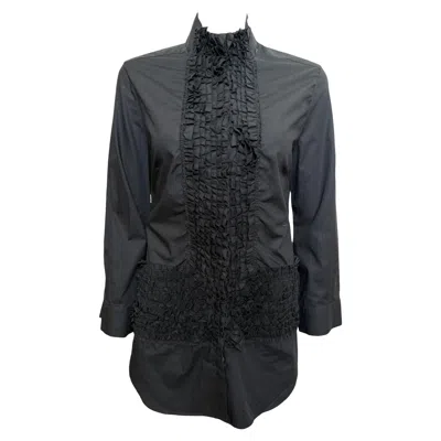 Pre-owned Alexander Mcqueen S/s 2002 Black Ruffled Tuxedo Shirt