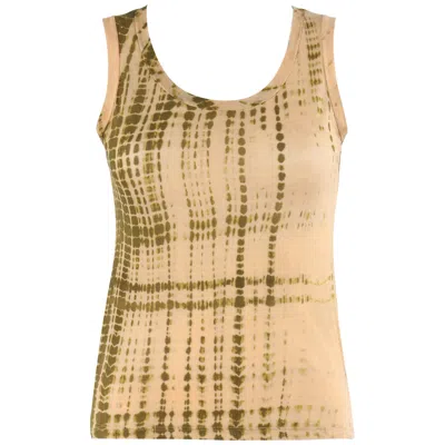 Pre-owned Alexander Mcqueen S/s 2005 “it's Only A Game” Tan Olive Tie Dye Print Tank Top In Brown