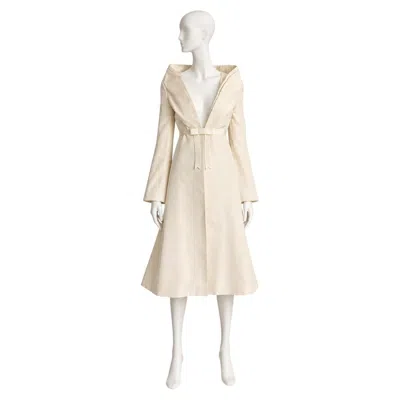 Pre-owned Alexander Mcqueen S/s 2005 Runway Collection Ivory Silk Bow Coat In White