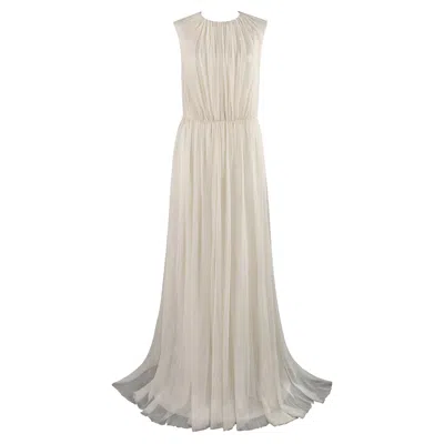 Pre-owned Alexander Mcqueen S/s 2007 Ivory Silk Chiffon Full Length Ballgown Dress Gown In White