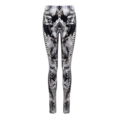 Pre-owned Alexander Mcqueen S/s 2009 Crystal Kaleidoscope Skeleton Print Leggings L In Gray