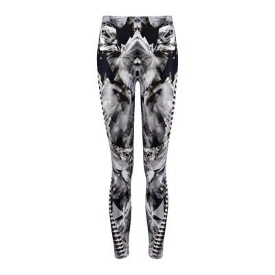 Pre-owned Alexander Mcqueen S/s 2009 Crystal Kaleidoscope Skeleton Print Leggings Xs In Gray