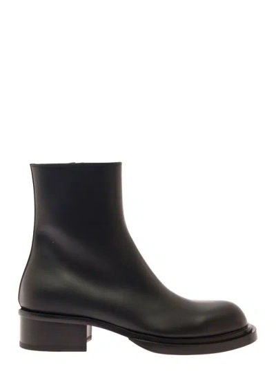 Alexander Mcqueen Cuban Stack Ankle Boots In Animal Print