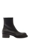 Alexander Mcqueen 'stack' Black Round-toe Boots In Smooth Leather Man In Multicolor