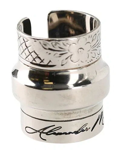 Alexander Mcqueen Stack Ring Woman Ring Silver Size 15 Brass In Metallic