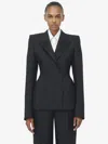 Alexander Mcqueen Double-breasted Jacket With Voluminous Shoulders In Black