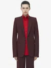 Alexander Mcqueen Burgundy Stacked Shoulder Single-breasted Blazer In Bordeaux