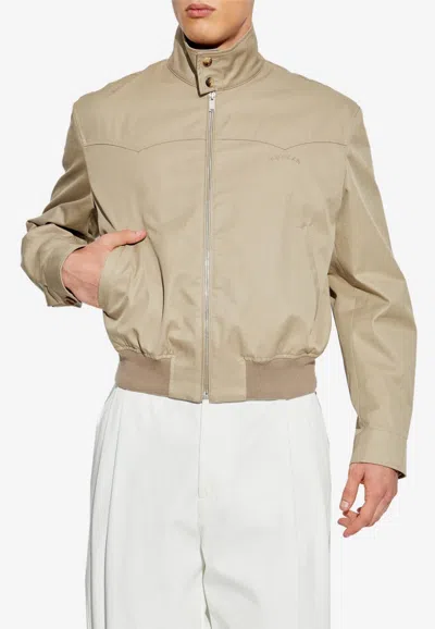Alexander Mcqueen Stand Collar Cropped Jacket In Brown