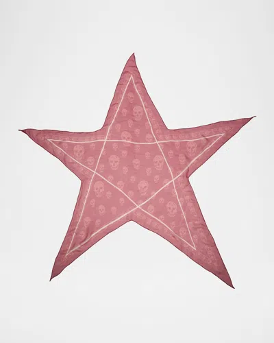 Alexander Mcqueen Star Skull-print Silk Scarf In Blue