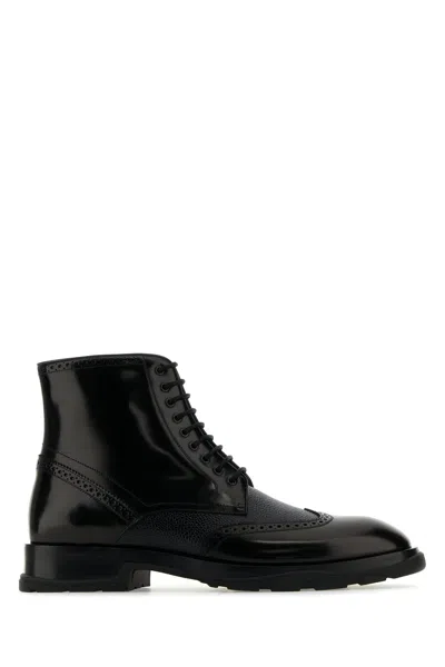 Alexander Mcqueen Leather Ankle Boot In Black