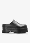 Alexander Mcqueen Stone 45 Leather Platform Mules In Black
