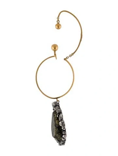 Pre-owned Alexander Mcqueen Stone Single Drop Earring In Gray
