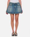 Alexander Mcqueen Stone Washed Miniskirt In Blue