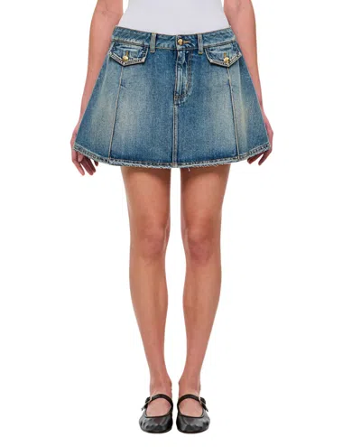 Alexander Mcqueen Mcqueen Denim Mini Skirt In Light Blue