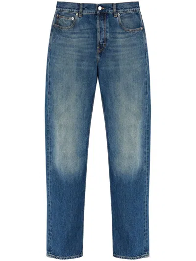 Alexander Mcqueen Logo-print Jeans In Blue