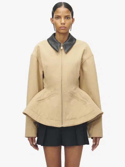Alexander Mcqueen Stonewashed Canvas Peplum Jacket