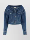 Alexander Mcqueen Open Collar Denim Jacket In Blue
