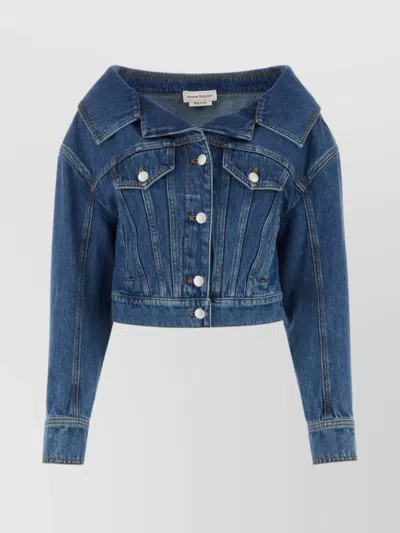 ALEXANDER MCQUEEN DENIM CROPPED JACKET