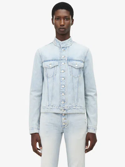 Alexander Mcqueen Stonewashed Denim Jacket In Washed Blue