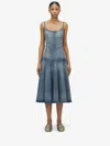 Alexander Mcqueen Stonewashed Denim Midi Dress